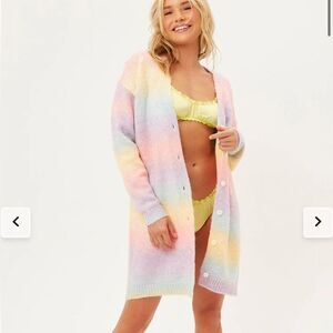 Frankie’s Bikini Zoe Rainbow Boxy Fairy Long Length Wool Blend Cardigan  M/L